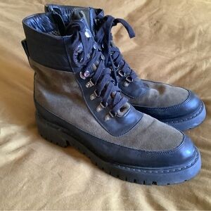 Aquatalia JOHANNA biker boots- suede and leather waterproof boots // size 10.5